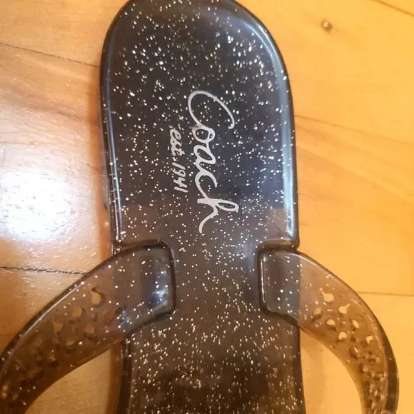 Coach Pasarella Butterfly Jelly Sandals Size 7 Black Glitter RARE Retired Style - Picture 2 of 6